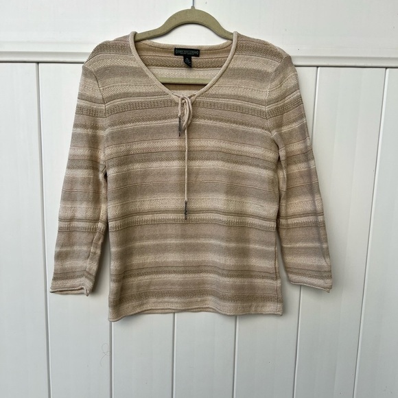 Lauren Jeans Company Ralph Lauren Women's Medium Tie Neck‎ Tan Cream  Sweater - Picture 1 of 4
